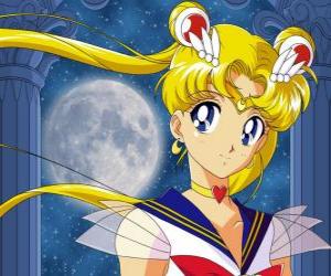 yapboz Usagi Tsukino ana karakteridir ve Sailor Moon olur, Ay Savaşçısı